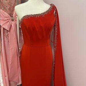 Elegant Red One-Shoulder Dress